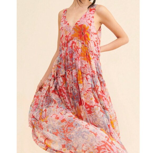 Free People Juliana Maxi Dress β Cherry Combo β Size XS - Picture 2 of 9